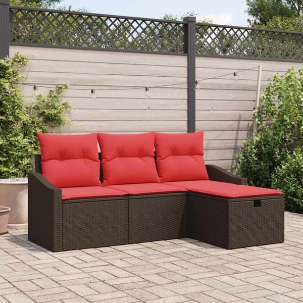Soffset 4 st Brun Poly rattan