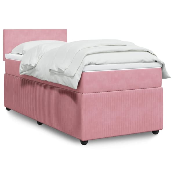 Ramsäng med madrass rosa 90x190 cm sammet
