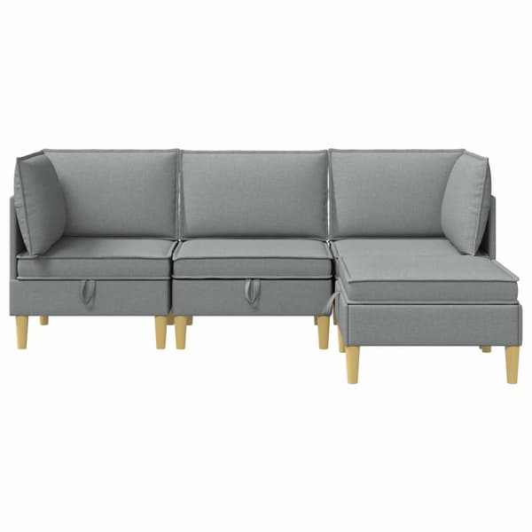 Modulsoffor med förvaring 4 pcs Ljusgrå Tyg