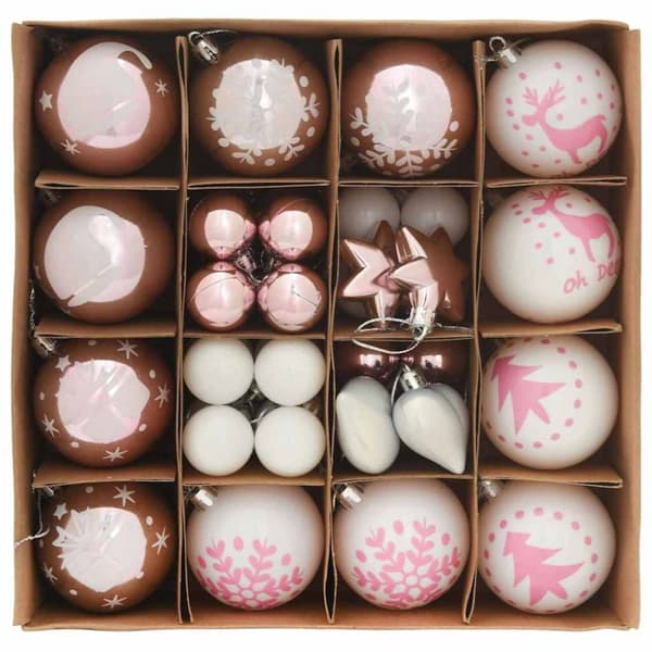 Julprydnad Set 40 pcs Vit och Rosa Plast