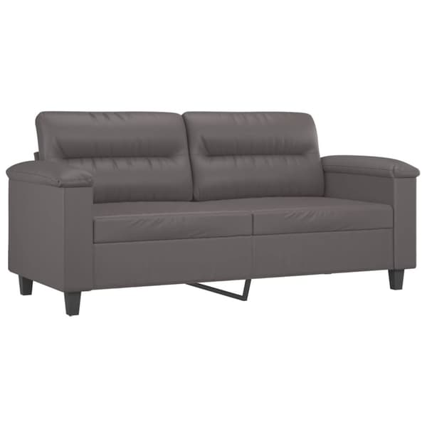 2-sits soffa med prydnadskuddar grå 140 cm konstläder