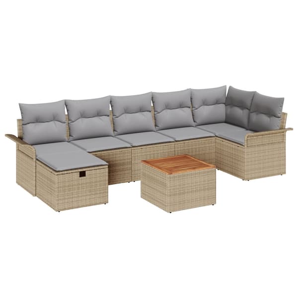 Trädgårdsoffset 8 st Beige Poly rattan