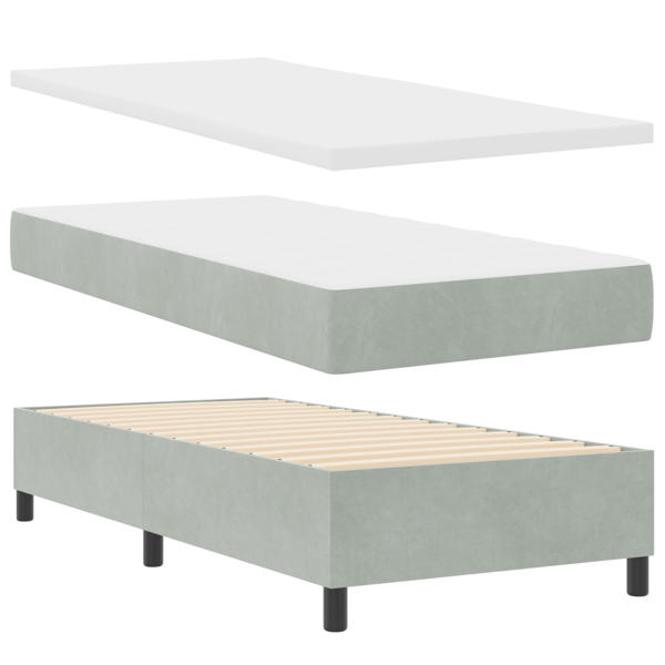 Bäddfjäder med madrass Ljusgrå 200 x 90 cm Sammet