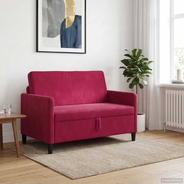 Soffa med förvaring Vinröd 122 x 78 x 87 cm Polyester