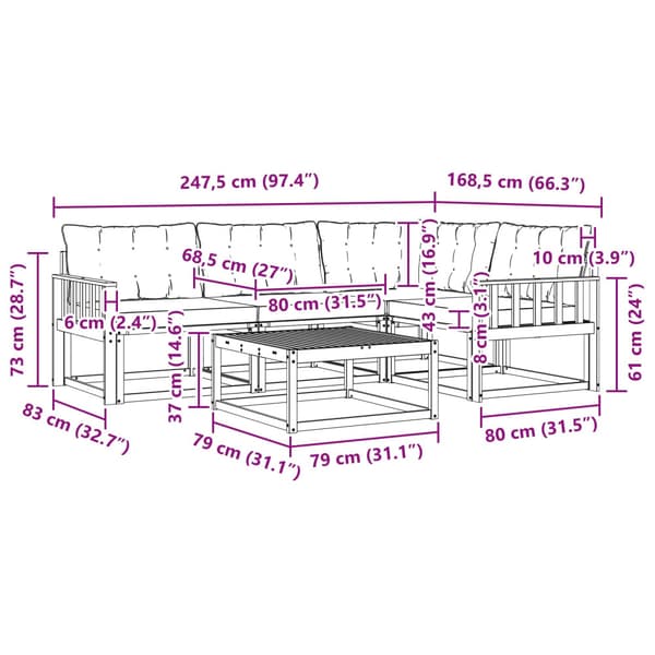 Utomhussoffset 5 pcs Vit och grädde 79 x 79 x 37 cm