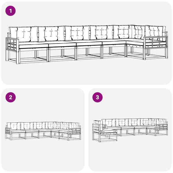 Utomhussoffset med kudde 4 pcs Vit och antracit Polyester