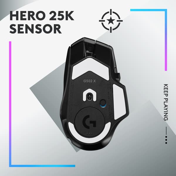 Logitech G G502 X Plus datormöss högerhand RF Trådlös Optisk 25600 DPI