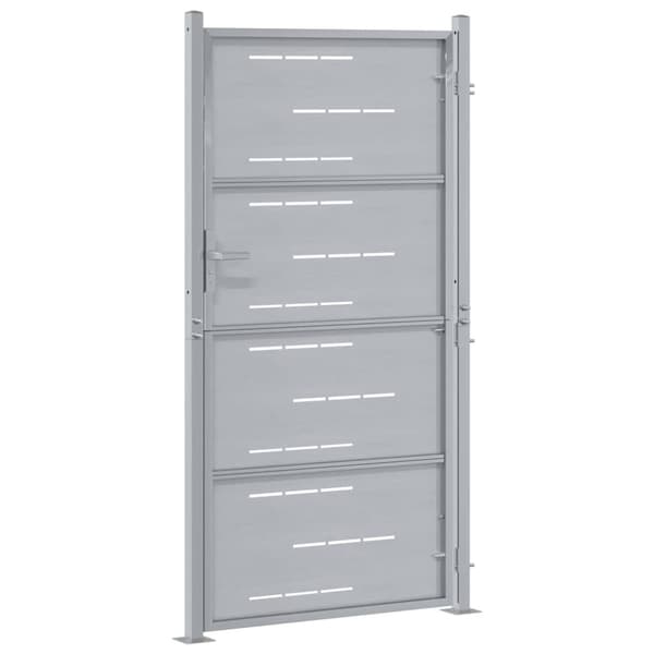 Trädgårdsgrind 85 x 174 cm Rostfritt stål Silver Låsbar