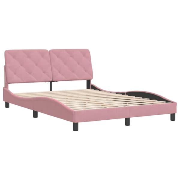 Bed Frame without Mattress Pink 140x200 cm Velvet