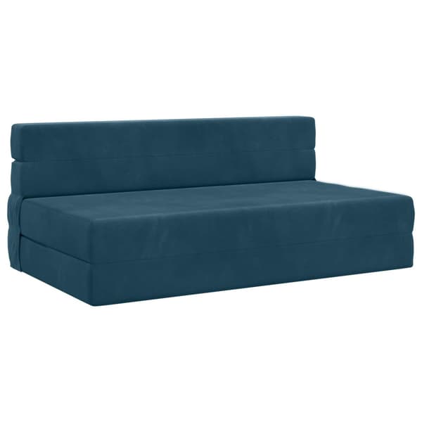 Fällsoffa säng Blå 203 x 152 x 15 cm Sammet