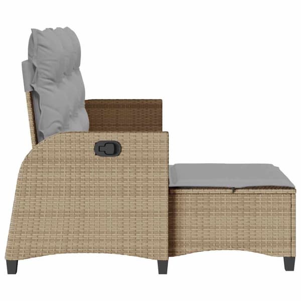 Fällbar trädgårdssoffa med dynor L-formad beige konstrotting