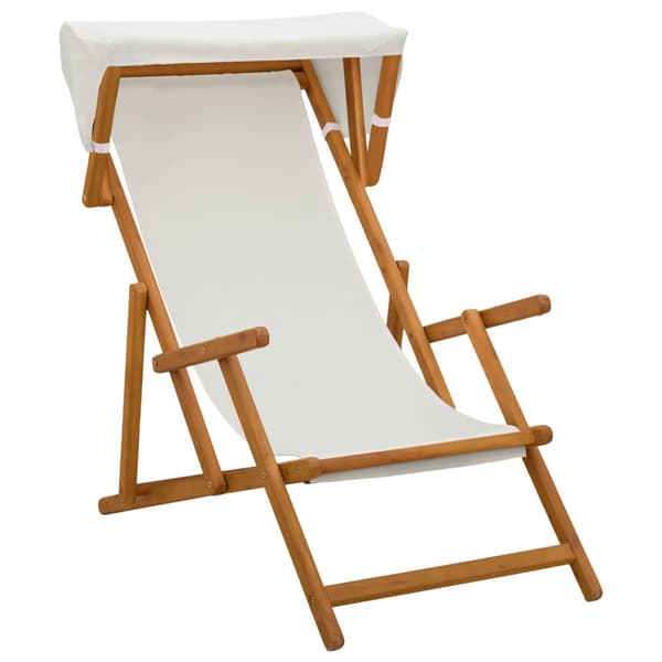 Deck Chair 3 Position Massiv Eukalyptus Trä Gräddvit