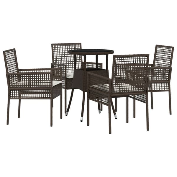 Trädgårdsmöbelset 5 pcs Brun konstrotting