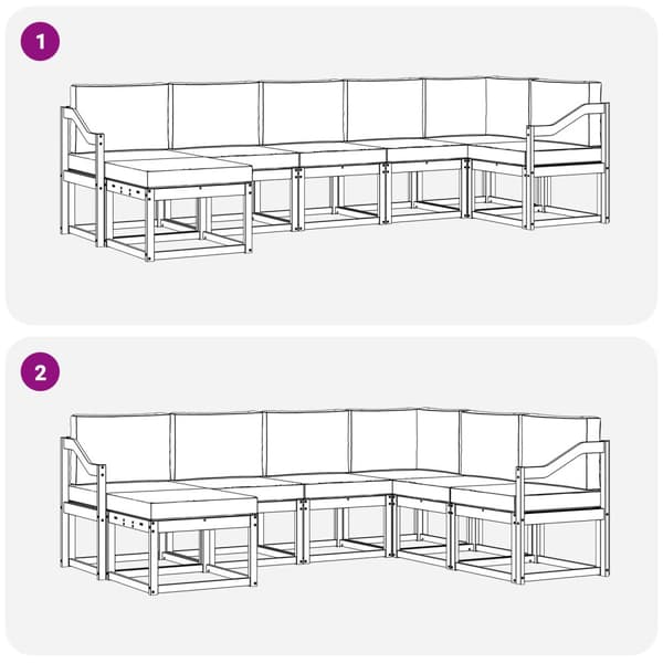 Utomhussoffset med kudde 7 pcs Vit och antracit Polyester