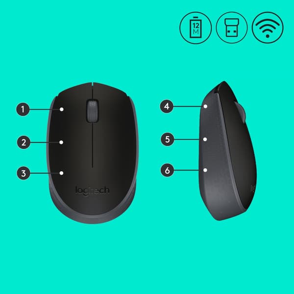 Logitech B170 Black Bp datormöss Ambidextrous RF Trådlös Optisk
