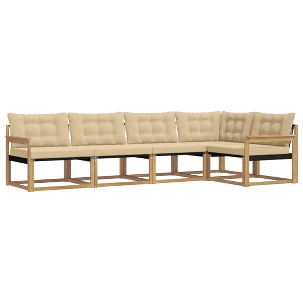 Utomhussoffset med kudde 5 pcs Vit och Beige