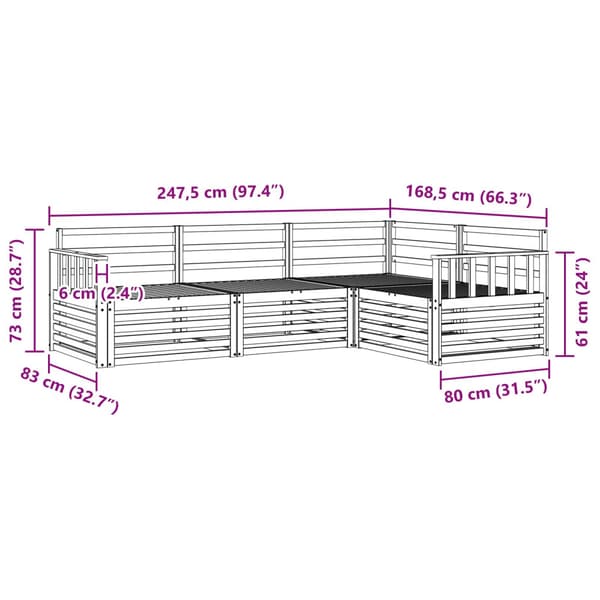 Utomhussoffset 4 pcs Naturfärg