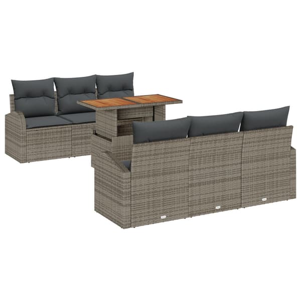 Trädgårdsoffset med lagring 7 pcs Grå Poly rattan