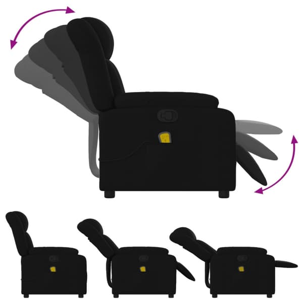 Massagefåtölj svart tyg