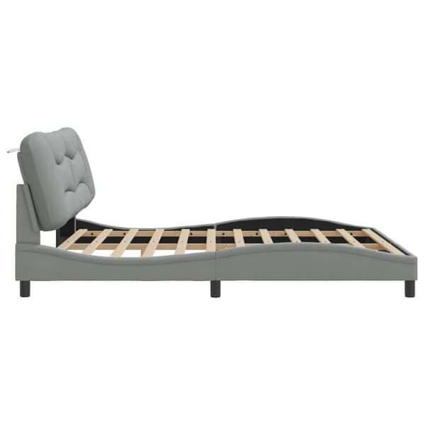 Bed Frame without Mattress "Hvar" Light Grey 180x200 cm Fabric