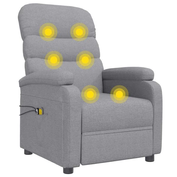 Elektrisk massagefåtölj ljusgrå tyg