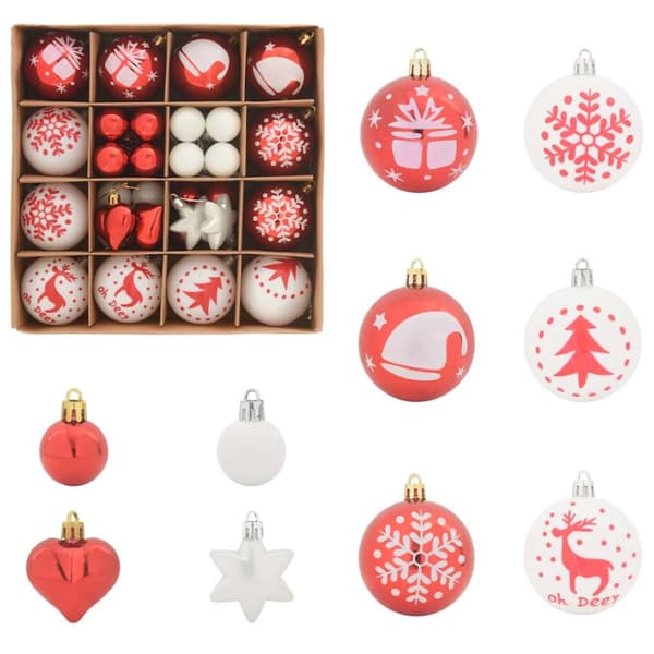 Julprydnad Set 40 pcs Röd och Vit Plast