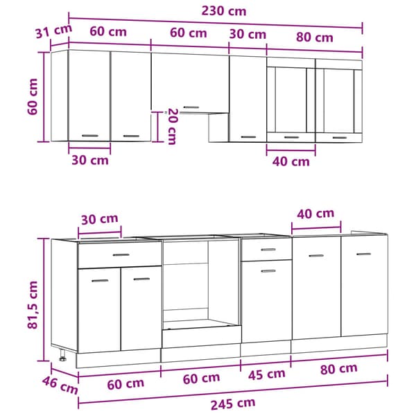 Köksenhet Lyon 8 pcs Konstruerat trä