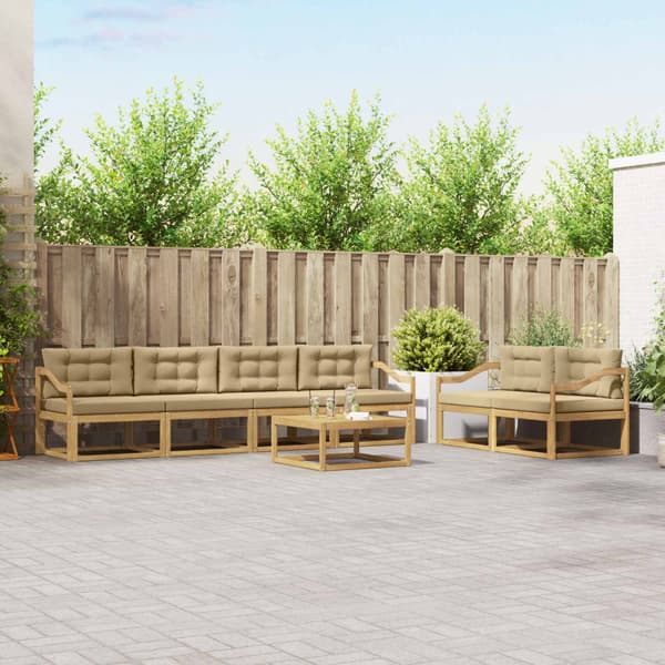 Utomhussoffset med kudde 6 pcs Vit och Beige
