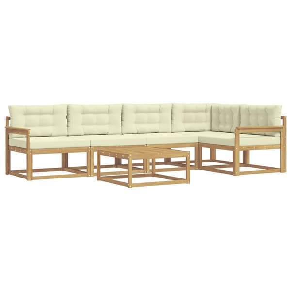 Utomhussoffset 6 pcs Vit och grädde 79 x 79 x 37 cm Polyester