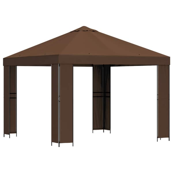 Paviljong 3 x 3 m Brun Polyester och Stål 190