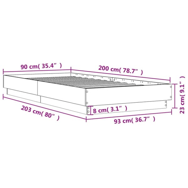 Sängram vit 90x200 cm konstruerat trä