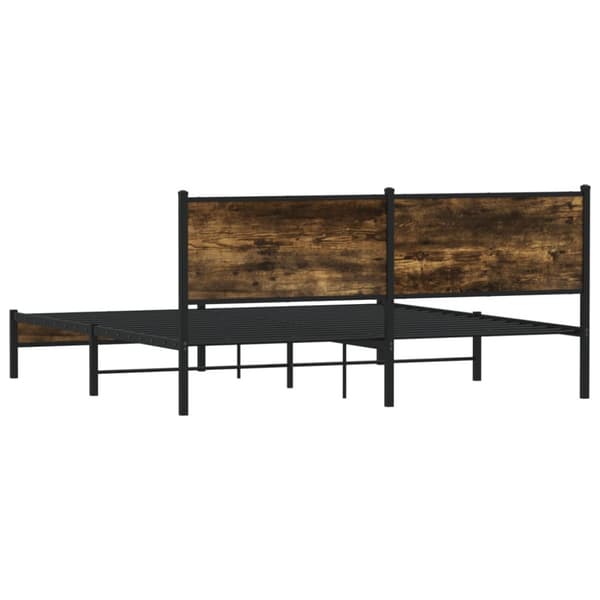 Sängram utan madrass metall rökfärgad ek 180x200 cm