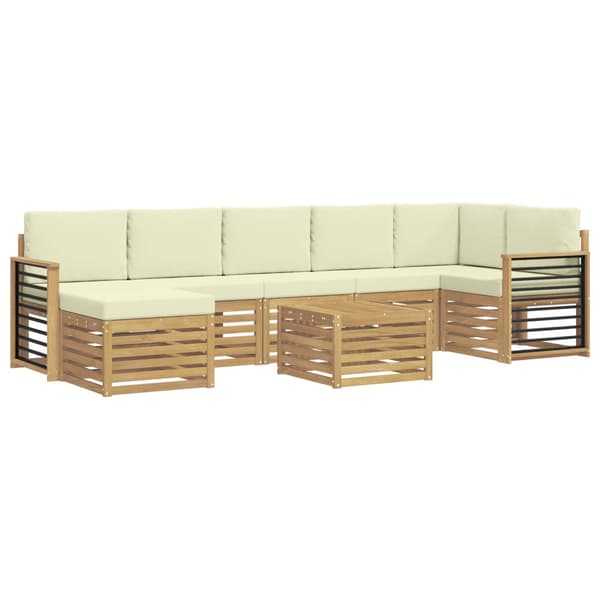 Utomhussoffset 8 pcs Vit och grädde 59 x 59 x 37 cm Polyester