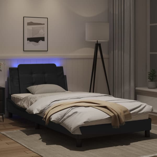 Bed Frame with LED without Mattress "Zadar" Black 100x200 cm