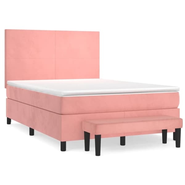 Ramsäng med madrass rosa 140x190 cm sammet