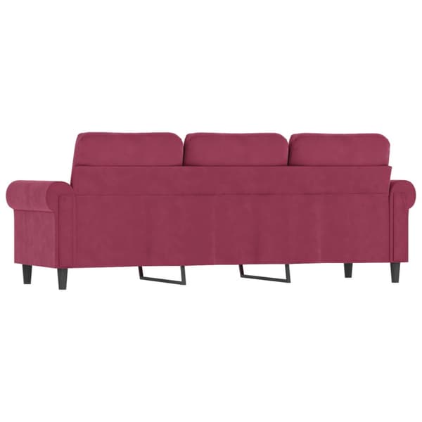3-sitssoffa vinröd 180 cm sammet