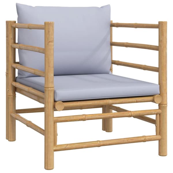 Loungegrupp 12 delar ljusgråa dynor bambu