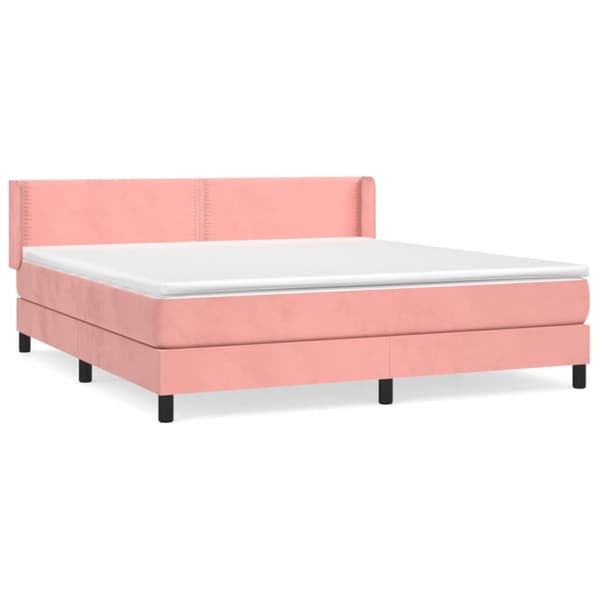 Ramsäng med madrass rosa 160x200 cm sammet