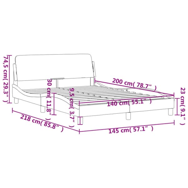 Bed Frame "Dover" Light Grey 140x200 cm Fabric