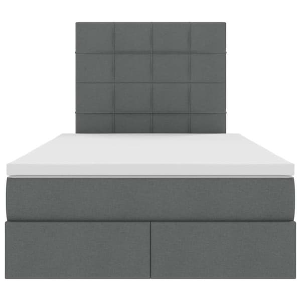 Förvaringssäng med LED med led Mörkgrå 120 x 200 cm Polyester