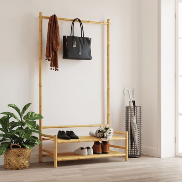 Klädställ med hyllor 103x40x183 cm bambu