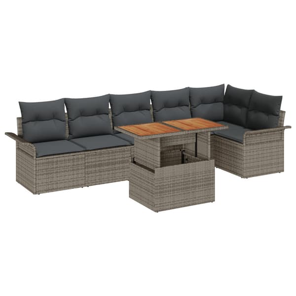 Trädgårdsoffset med lagring 7 pcs Grå Poly rattan
