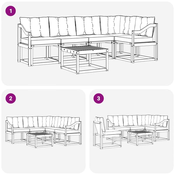 Utomhussoffset med kudde 6 pcs Vit och Beige