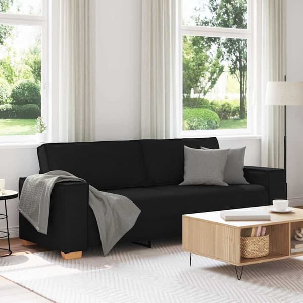 3-sitssoffa svart 220x78x84 cm tyg