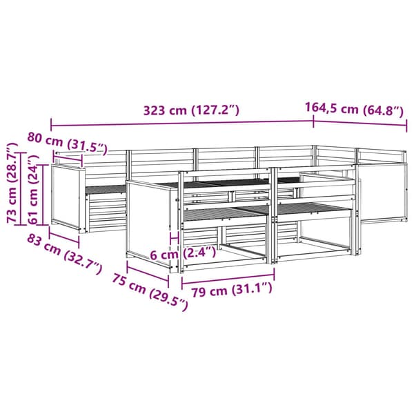 Utomhussoffset 7 pcs Naturlig