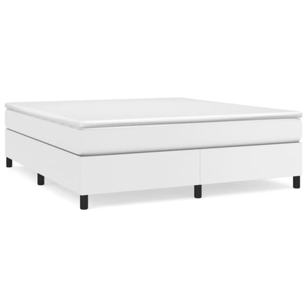 Boxspring-sängram vit 180x200 cm konstläder