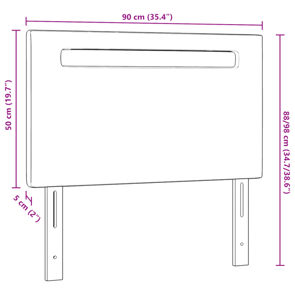 LED huvuddyna Grå 90 cm Konstläder