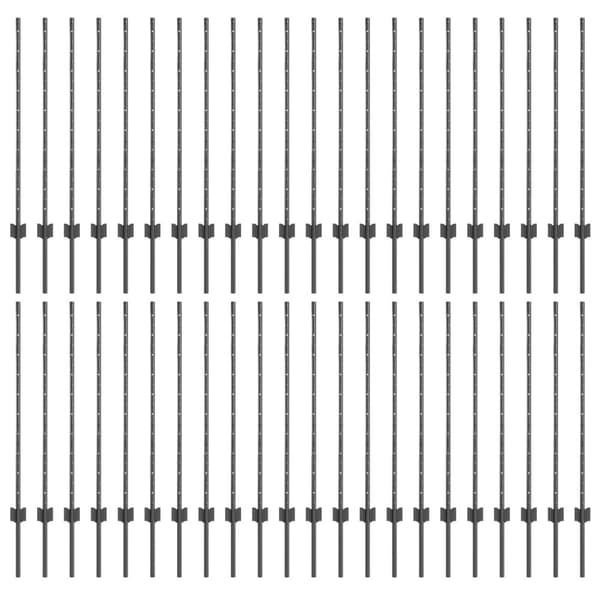 Stängselstolpe 44 pcs Grå 140 cm Stål