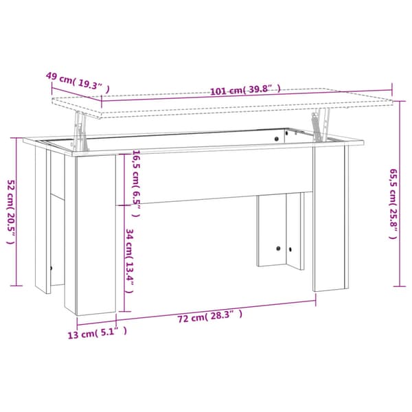 Soffbord vit 101x49x52 cm konstruerat trä