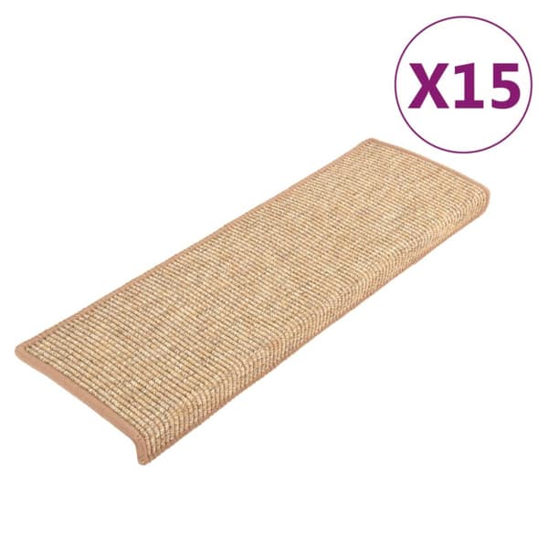 Trappmattor 15 st 65x21x4 cm ljusbruna rektangulära kanter